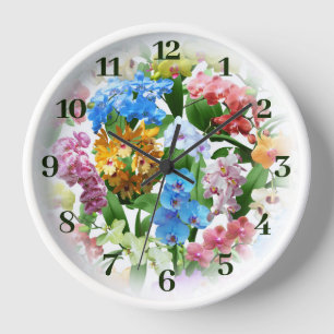 Horloge tropicale des orchidées florales