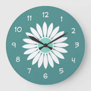 Horloge turquoise à fleurs