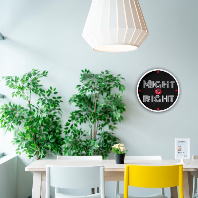 Horloge Typographie noir blanc rouge citation (Créateur téléchargé)