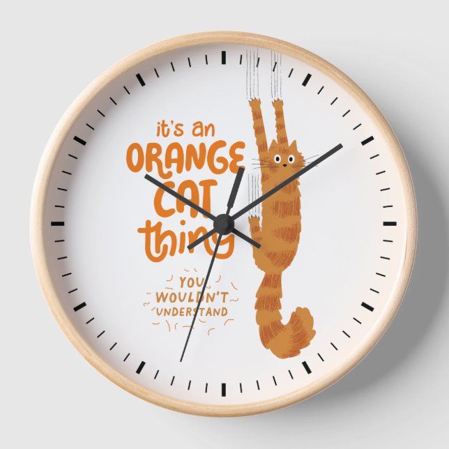 Horloge Un Chat Orange - Drôle Tabby Chat Accroché Sur (Recto)