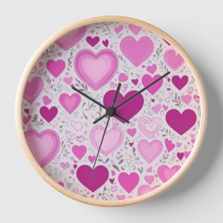Horloge Un coeur rose doux et charmant