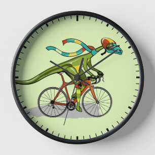 Horloge Un Dinosaure Anabisetia À Vélo.