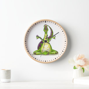 Horloge Un Dinosaure Iguanodon Qui Fait Du Yoga.