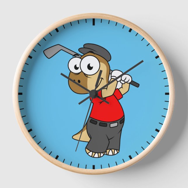 Horloge Un Pachycéphalosaure Dinosaure Jouer Golf. (Recto)