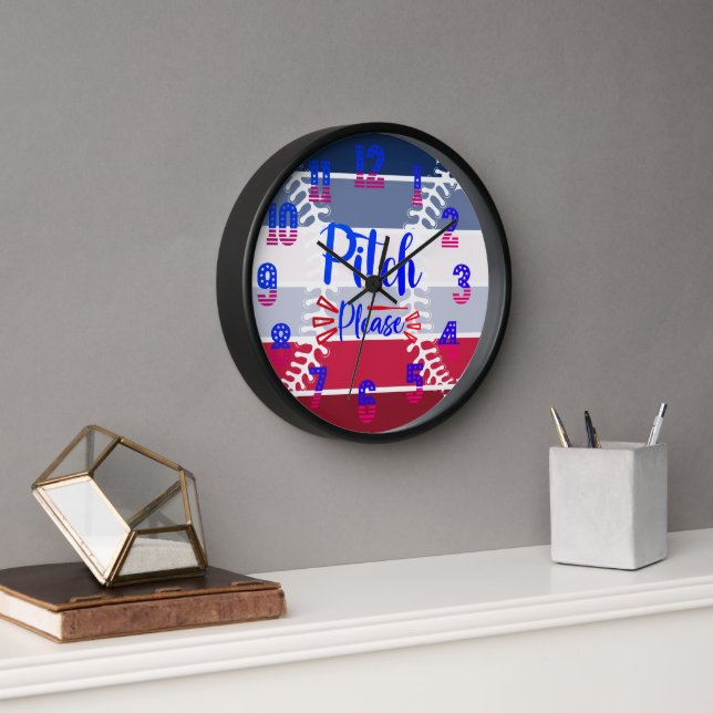 Horloge Un Pitch De Baseball Américain S'Il Vous Plaît (Bureau)