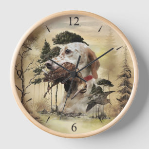 Horloge Une bécasse avec le setter anglais