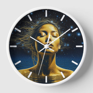 Horloge Une femme éthérée méditant sous les étoiles