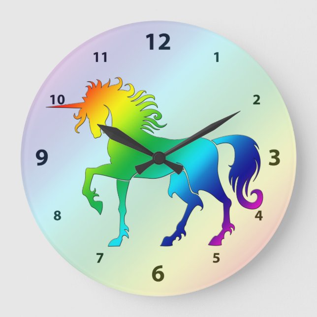 Horloge Unicorne arc-en-ciel (Recto)