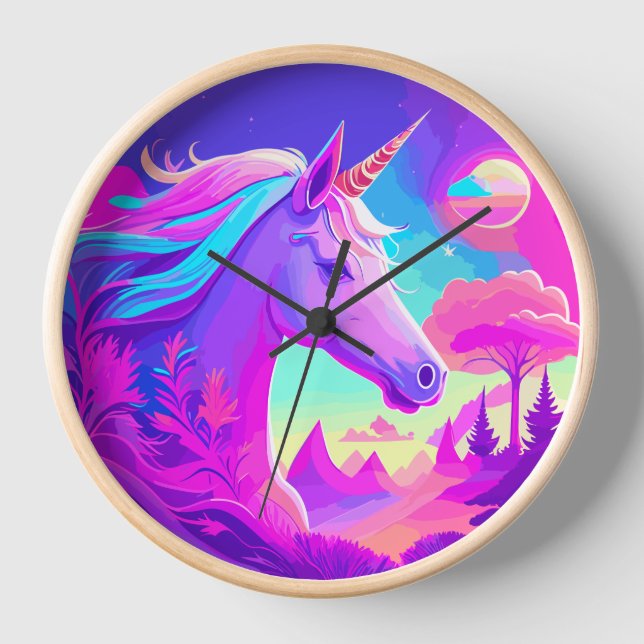 Horloge Unicorne rose magique (Recto)