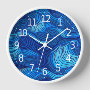 Horloge Vagues d'eau bleu turquoise Abstraite  
