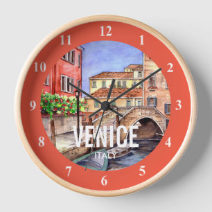 Horloge Venise Italie - Peinture à l'aquarelle de stylo e