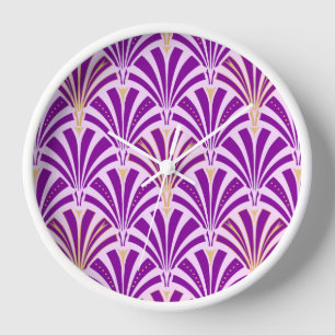 Horloge Ventilateur Art Déco motif - violet et orchidée