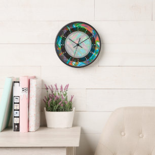 Horloge Verre souillé coloré d'horloge murale