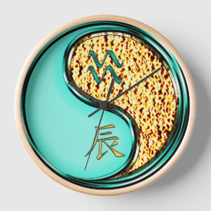 Horloge Verseau & Dragon de Feu