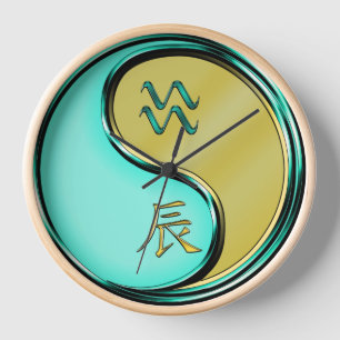 Horloge Verseau & Dragon de Métal