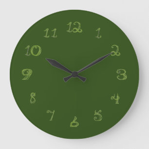 horloge verte ronde avec numéros de forme de tissu