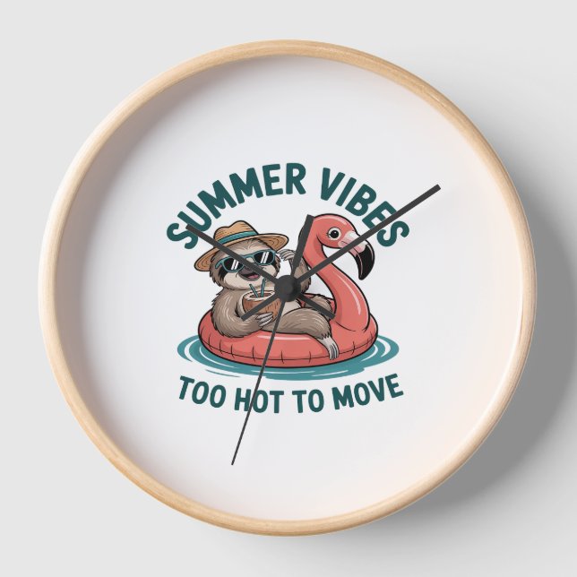Horloge Vibes d'été Sloth Funny Lazy Float (Recto)