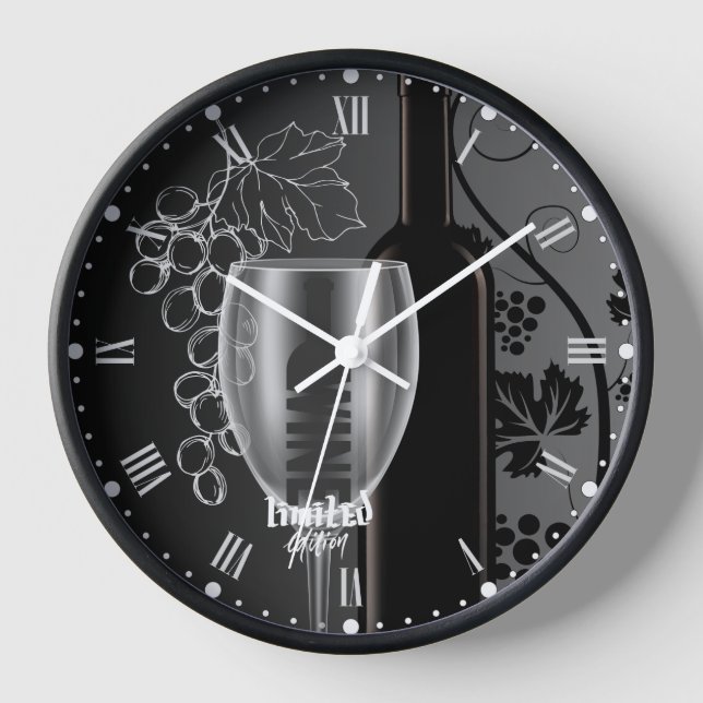 Horloge Vin en noir et blanc (Recto)