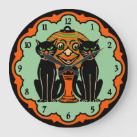 Horloge vintage de chats de Halloween