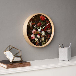 Horloge Vintage Floral Art Salon Décor Bureau Bois