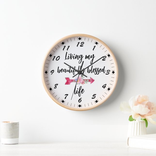 Horloge Vivre ma merveilleuse vie bénite citation (Maison)
