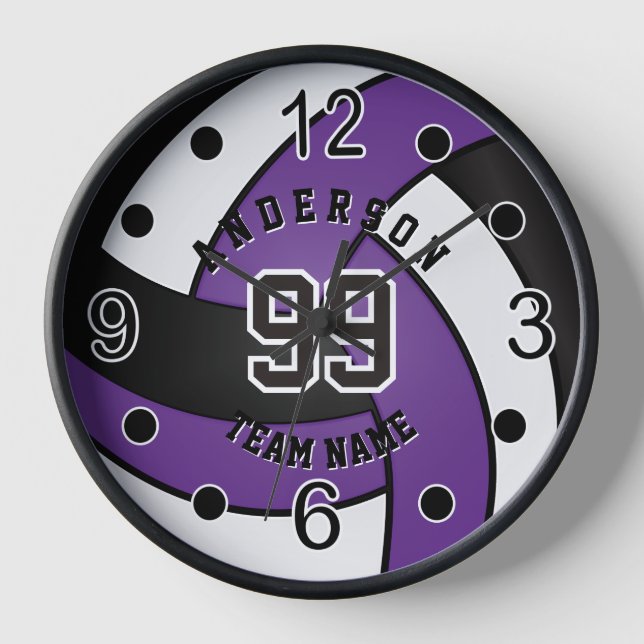 Horloge Volley violet, noir et blanc (Recto)