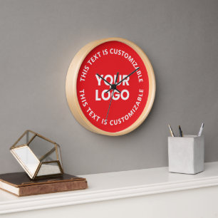 Horloge Votre logo/toute image téléchargée et texte circul