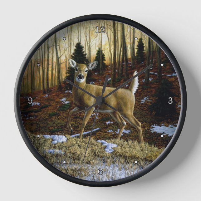 Horloge Whitetail Deer Doe dans la forêt d'automne (Recto)