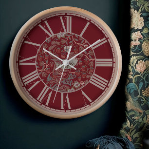 Horloge William Morris Strawberry Thief Victorian Red Cloc