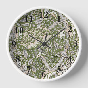 Horloge : William Morris Windrush Motif Vert : Vintage