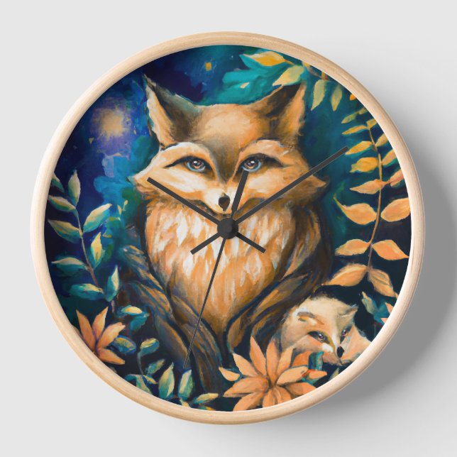Horloge Woodland minuit FOX - chambre pour enfants (Recto)