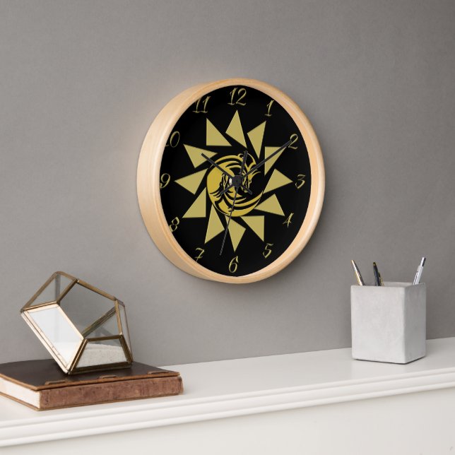 Horloge Yin et Yang or et dragon noir (Bureau)