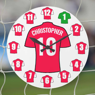 Horloge Your Name Football - Rouge et Blanc