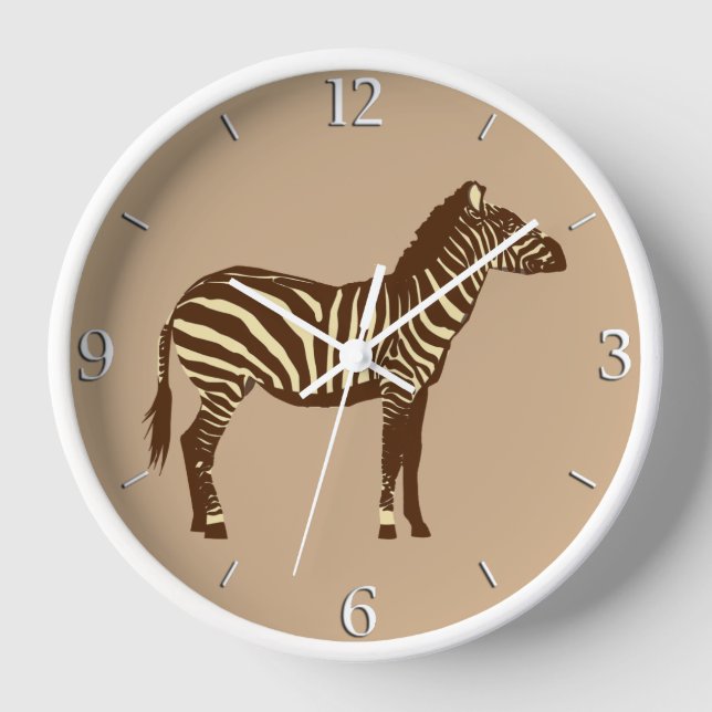 Horloge Zèbre - Brun chocolat et camel tan (Recto)