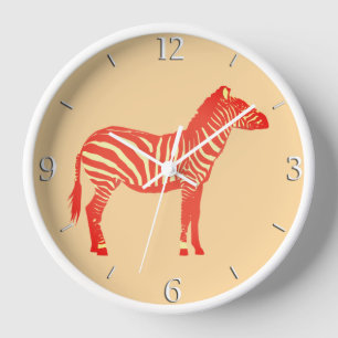 Horloge Zèbre - Mandarin et orange clair