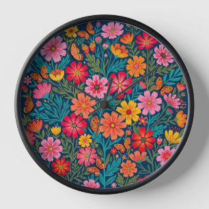 Horloges Art Fleurs Papillons Cosmos Abstraits