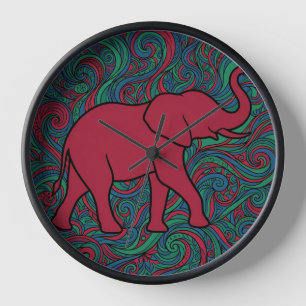 Horloges Art Linéaire Élément Abstrait Éléphant Bi