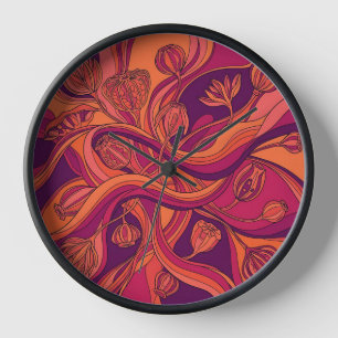 Horloges Artistiques Coucher de Soleil Orange Lign