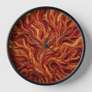 Horloges Artistiques Fil Rouge Corail Abstrait