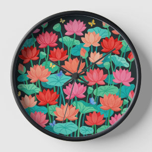 Horloges Artistiques Papillons Jardin de Lotus Abs