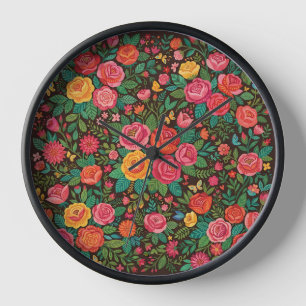 Horloges Artistiques Rose Mexicaine Abstraite Papi