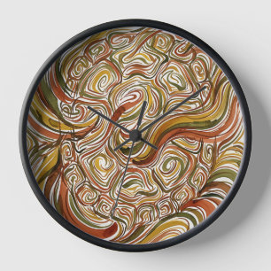 Horloges Artistiques Tortue Abstraite Tons Terre