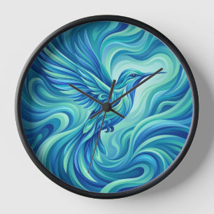 Horloges d'art abstrait Colibri Océan Bleu
