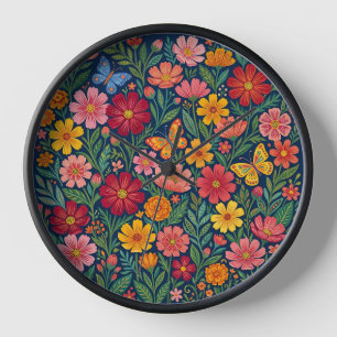 Horloges d'art Fleurs du Cosmos Mexicain Abstrait
