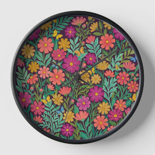 Horloges d'art Fleurs et Papillons de Cosmos Abstr