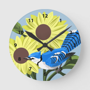 Horloges d'oiseaux bleu Jay