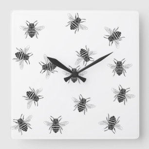 Horloges murales abstraites - Fond blanc abeille