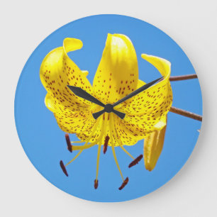 Horloges murales Ciel bleu coloré Lys tigre jaune