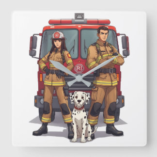 Horloges murales pompiers héroïques et dalmatien