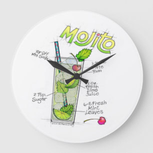 HORLOGES MURALES - RECETTE MOJITO COCKTAIL ART